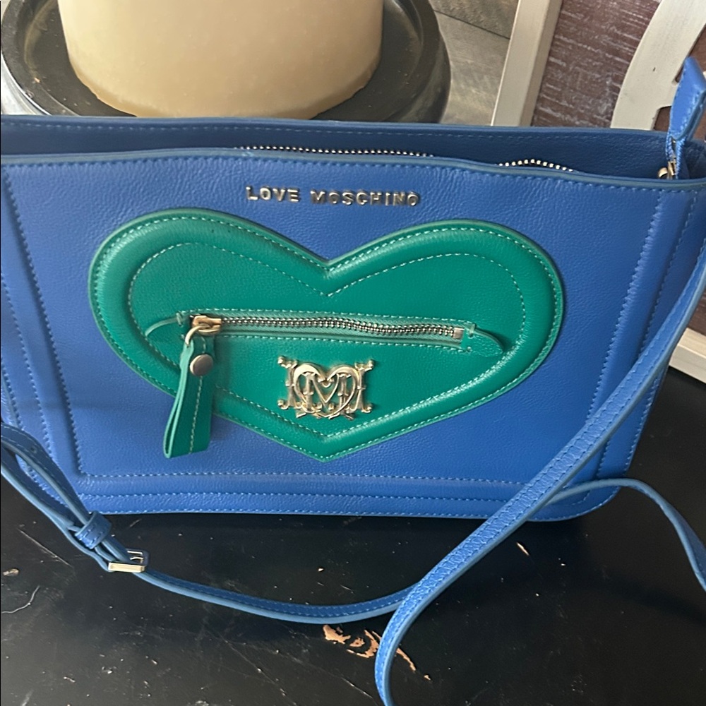 Love Moschino Blue Crossbody with Green Heart Detail - Picture 10 of 10